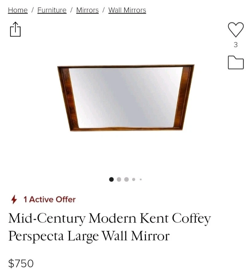 Espelho “Perspecta” Kent Coffey 1963 reestilizado – 50 x 32” - Imagem 4 de 4