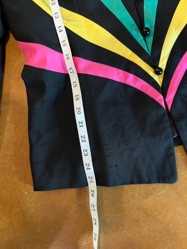 Blazer giacca seta Lilli Ann vintage anni 80 Optical Illusion Power spalla - Foto 7 di 13