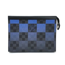 LOUIS VUITTON Damier Graphite Giant Pochette Voyage MM N60412 Blue Clutch Bag L