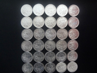 LOT DE 30 PIECES DE 5 F ARGENT SEMEUSE 1960
