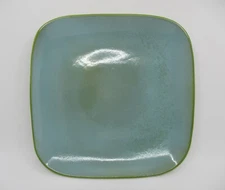 GAIL PITTMAN FREE FORM AQUA & GREEN SQUARE DINNER PLATE - 11"   0610B