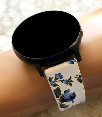 Blue Roses Floral (FL-2) Leather Band for Google Pixel Watch 4 3 2 1 41mm B18A20