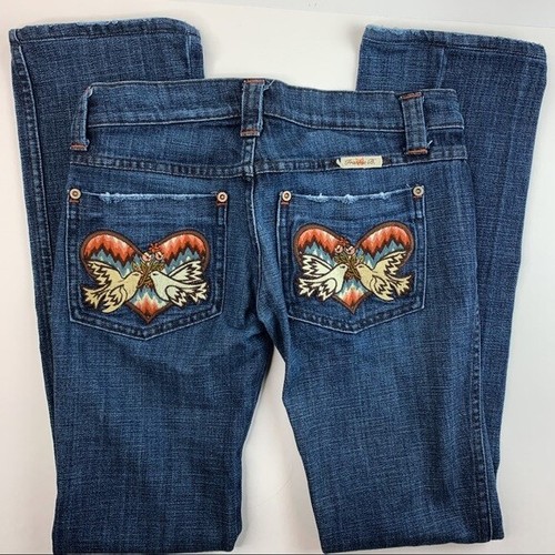 Frankie B Jeans Dove Birds Heart Pocket 