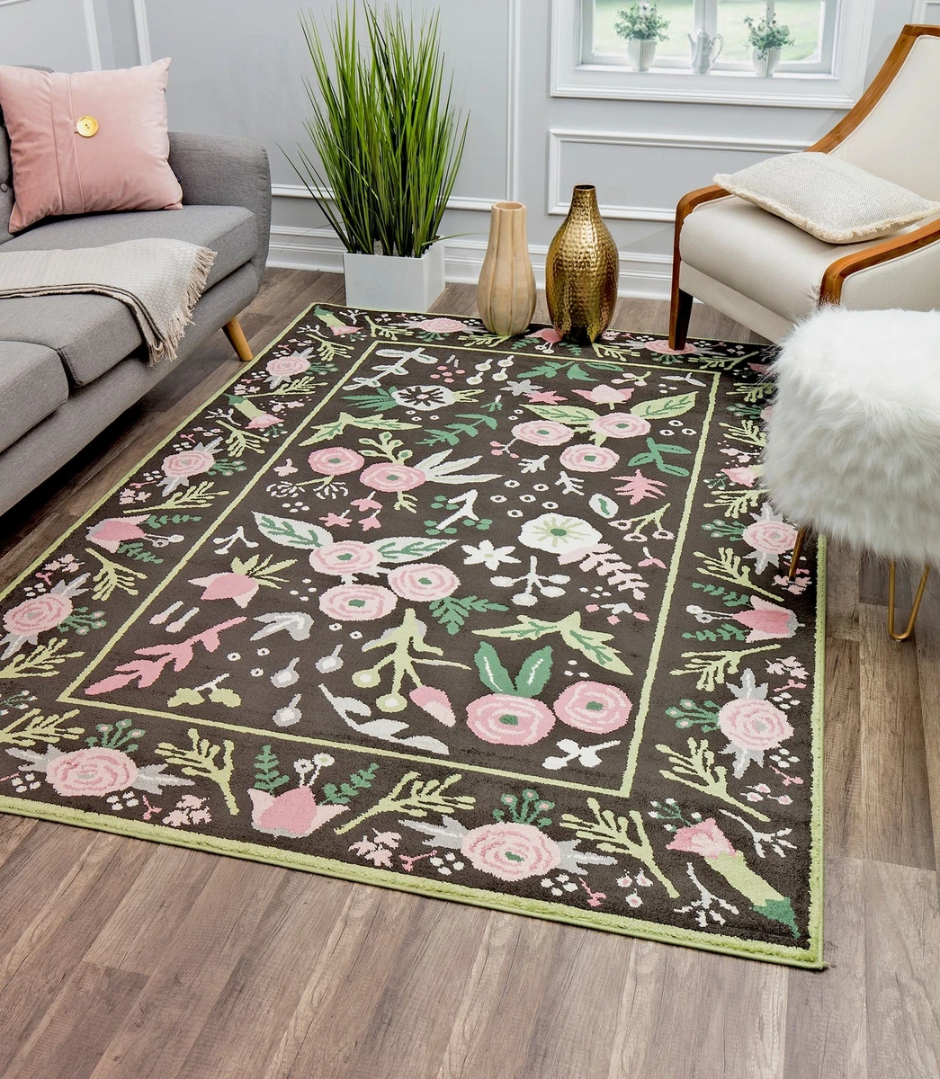 Pink and black rug online