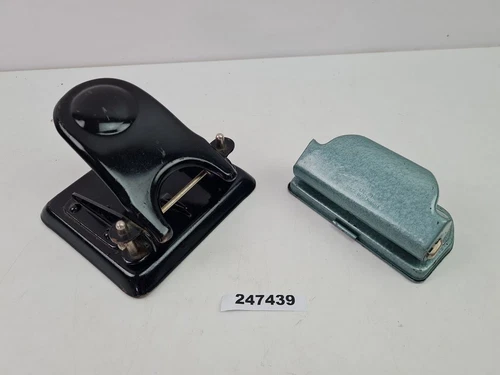 2x Locher Metall Emaille Germany Büro Schreibtisch Schreibware Zubehör #247439