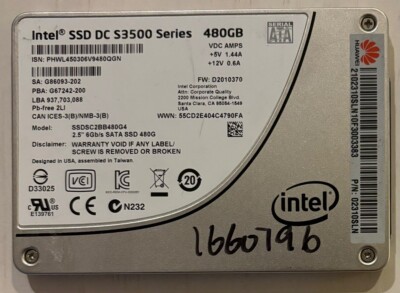 Intel 480GB SSD Internal 2.5'' Solid State Drive (SSDSC2BB480G4)