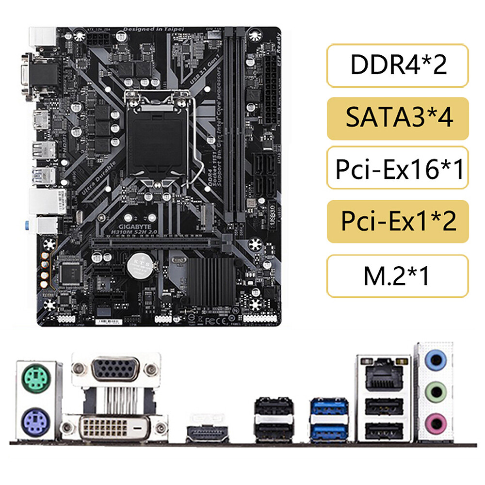 For Gigabyte H310M S2H 2.0 Motherboard DDR4 DVI+VGA+ M-ATX 100