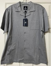 NWT Hart Schaffner Marx size L grey stripe short sleeve button up shirt mens 98