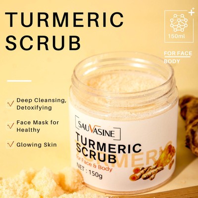 150g Body Scrub Natural Extract Exfoliate Face Body Scrubs new Turmeric R8U1