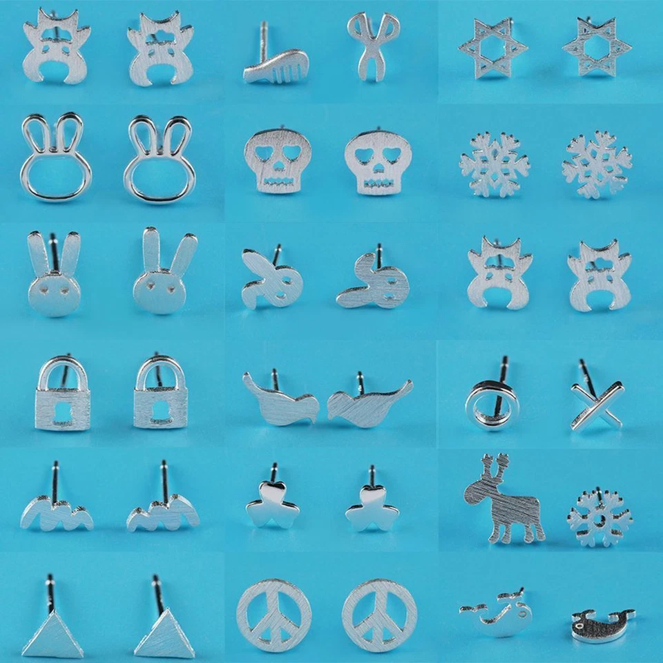 2 X Boucle D'Oreille Prise Clou 925 Sterling Argent + Fermeture Estampillé - Photo 2/4