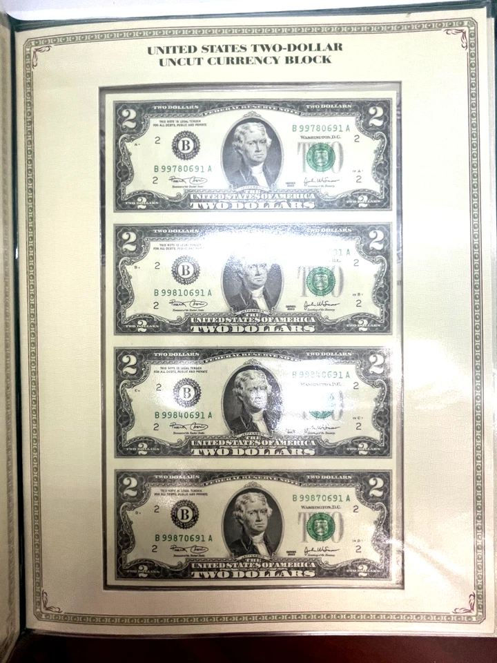 Postal Commemorative Society Two Dollar Notes Folio w/ Uncut Currency Block - Image 3 of 4