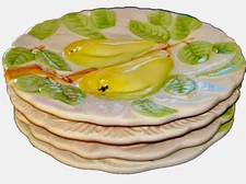 VINTAGE SHAFFORD FRUIT DU JOUR Pear, Plum, Grape Cherry Salad Plate Set Of 4