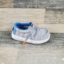 Hey Dude Wally Kids Shoe Sz 5 Casual Round Toe Light Gray Jersey Slip-On Sneaker