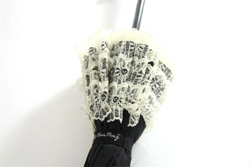 Umbrella Parasol Candy Color Princess Lace Pagoda Umbrella Long Handle Hook Gift - Image 3 of 4