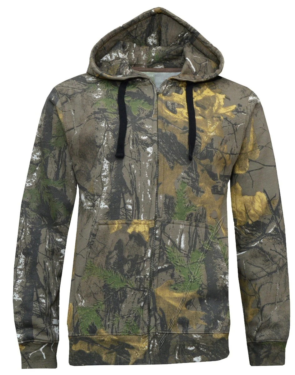 Mens Camouflage Camo Jungle Print Fishing Hunting Zip Zipped Hoodie Top S -  5XL