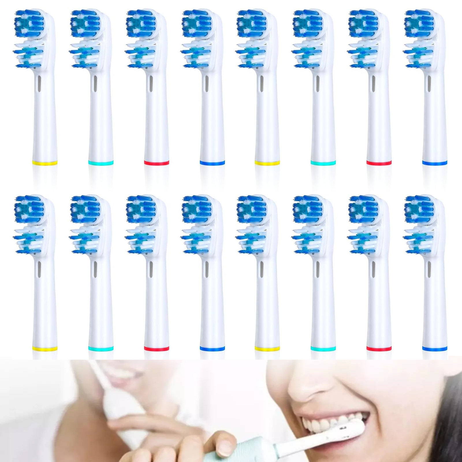 Cabezales de Cepillo de Dientes Eléctrico Doble Limpieza Cepillo de Repuesto Compatible con Oral-B