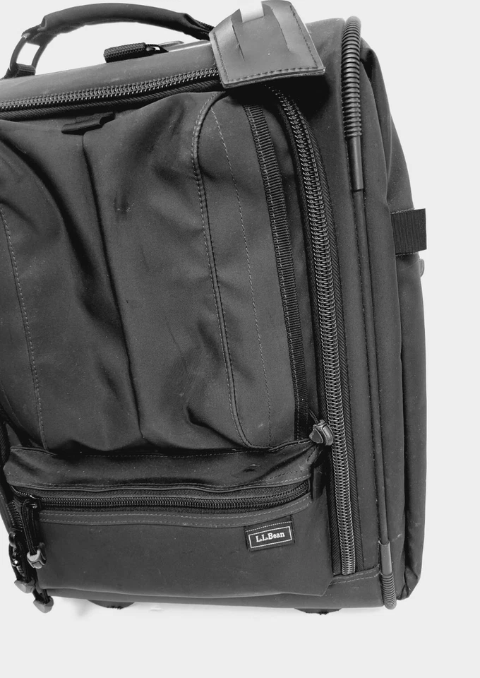LL Bean Carry On Rolling Wheeled Suitcase Bag Black 17'' EXC - Image 3 of 4
