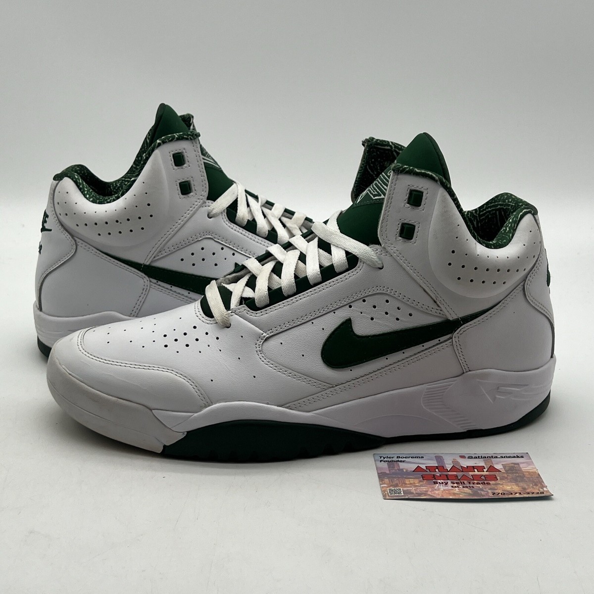 Size 11.5 - Nike Air Flight Lite Mid White Gorge Green