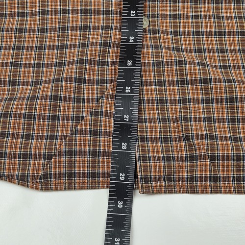 Columbia Brown Orange check long sleeve walking hiking shirt L Large mens vtg - Picture 9 of 11