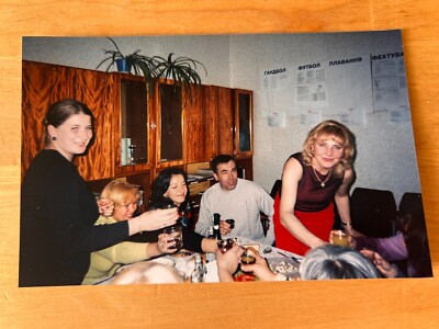 1990s Woman Feast Toast Alcohol Drunk people Vintage photo