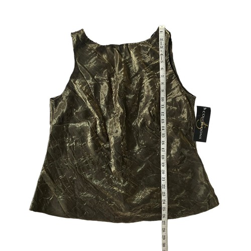 NWT Vintage Blouse Womens 2X Gold Crinkle V-Back Sleeveless Top JS Collections - Picture 5 of 9