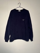 Vintage 90s Nike Swoosh Logo Crew Neck Sweatshirt Made in USA Blue White XL