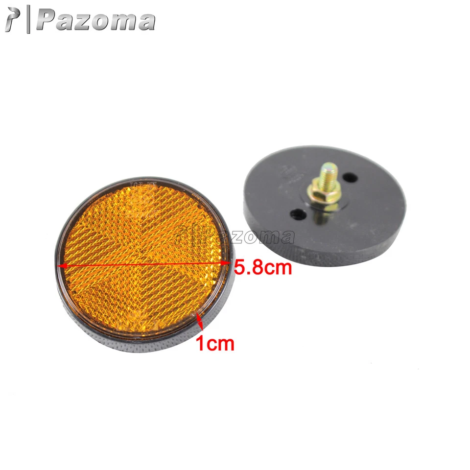 2X Reflectores Ámbar Redondos Marcador Lateral para Motocicletas ATV Bicicletas y Motocicletas de Suciedad Foto 2 de 4
