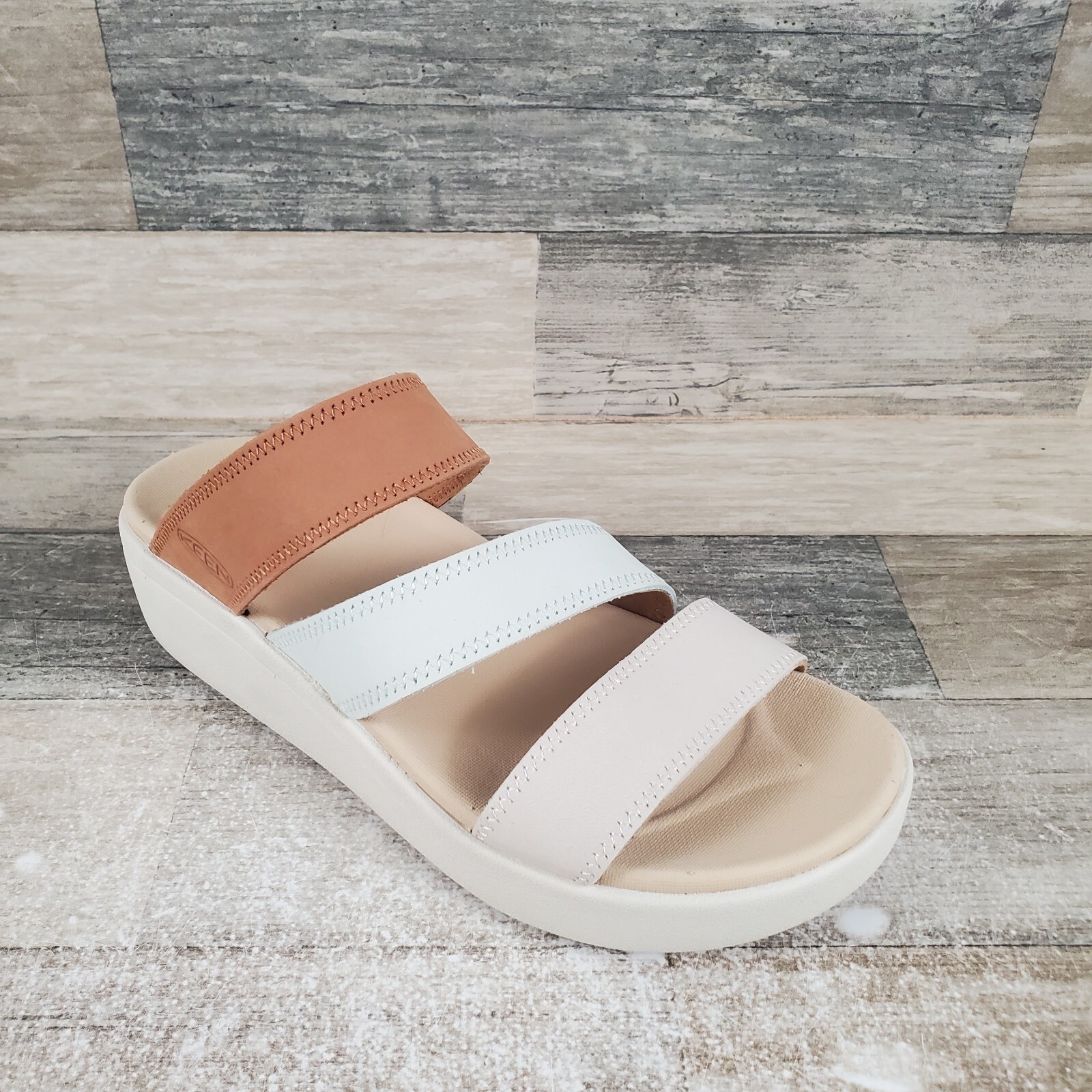 Sandali donna Keen Ellecity Slide plateau taglia 7 pelle naturale chiaramente acqua
