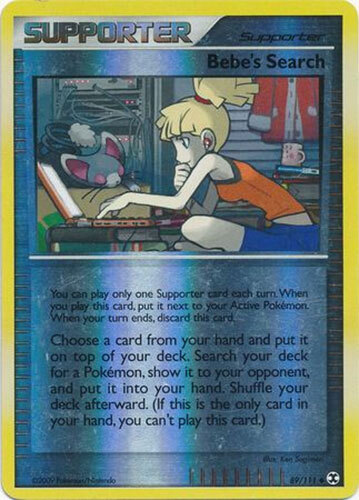 Pokemon Card - Rising Rivals 89/111 - BEBE'S SEARCH (REVERSE holo) - NM/Mint