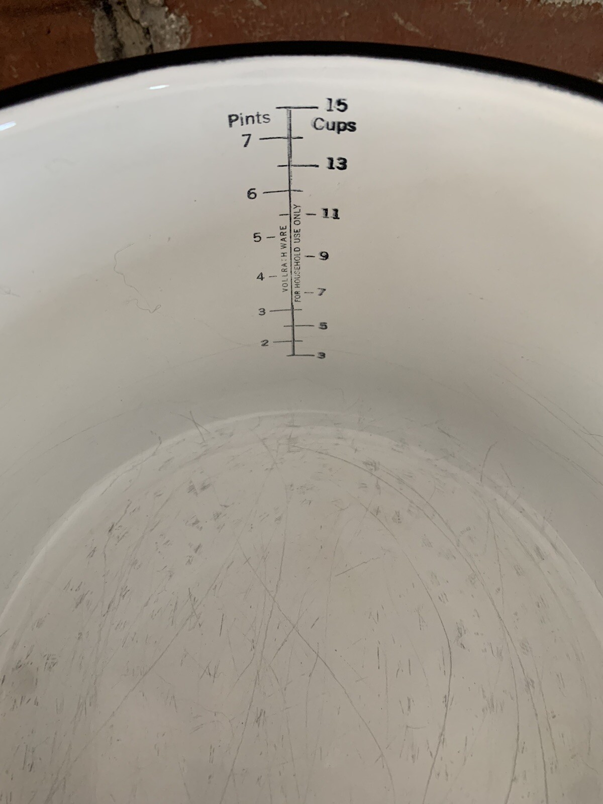 Vintage Vollrath Ware White Enamel Black Trim stock pot 15 cup Camping