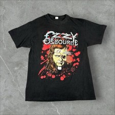 Vintage Ozzy Osbourne Shirt Mens XL Black 1991 Band Tee Finger Blood 90s Rock
