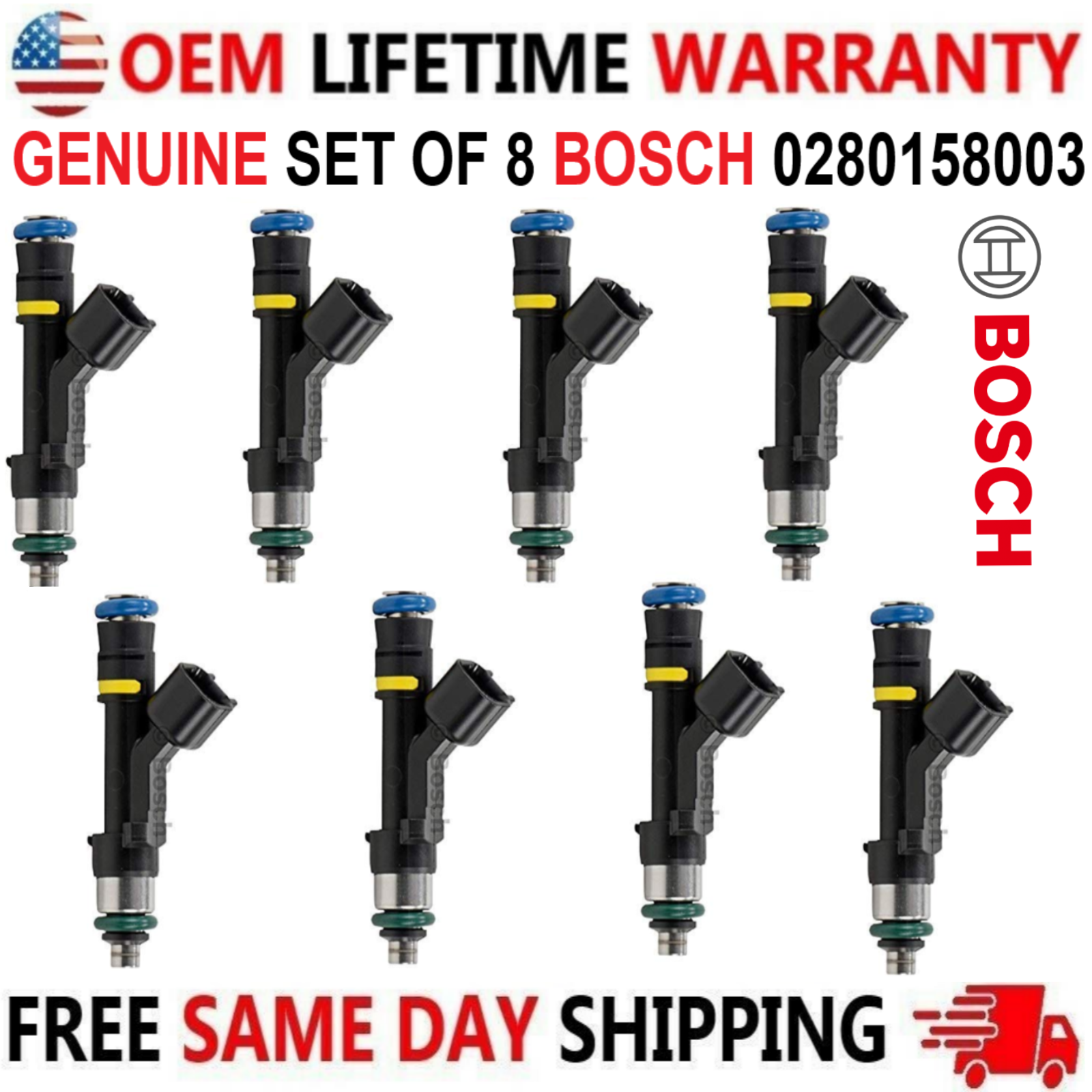 OEM BOSCH x8 Fuel Injectors for 2004 Ford F150 & Heritage 5.4L V8