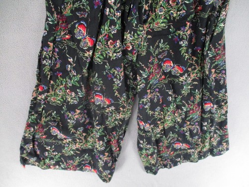 Princess Highway Jumpsuit Womens 14 Black Green Tie Belted Floral Boho Wide - Picture 13 of 15
