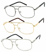 1 or 2 Pairs Metal Frame Large Pilot Full Lens Reading Glasses Spring Hinges