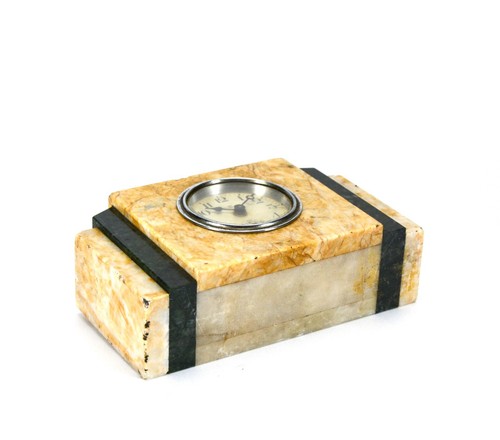 1920's Vintage Miniature French Marble Case Art Deco Clock with Second Hand Dial - Picture 7 of 8
