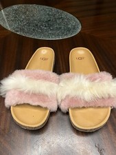 pink and white fur slides