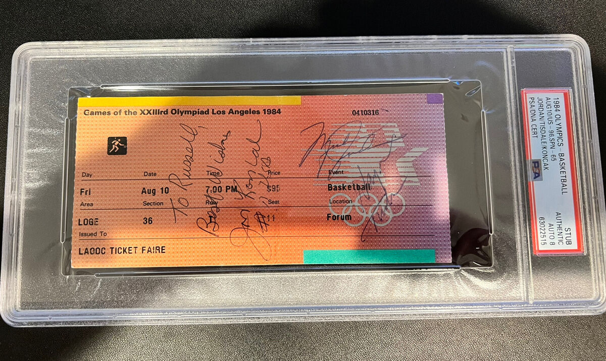 Michael Jordan Autograph 1984 Olympic Gold Medal Basketball Ticket Stub