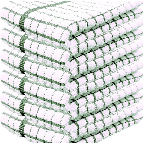 Paquete de 6 toallas de té grandes - 45x65 cm 100 % algodón toalla de cocina suave a cuadros de lujo - Imagen 9 de 29