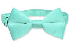 Vesuvio Napoli Boys BOWTIE Solid AQUA GREEN Color Youth Bow Tie