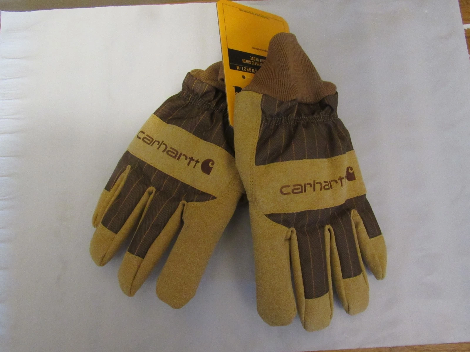 NWT MEN'S LARGE CARHARTT INSULATED SYNTHETIC SUEDE KNIT CUFF GLOVES (GW0827-M)