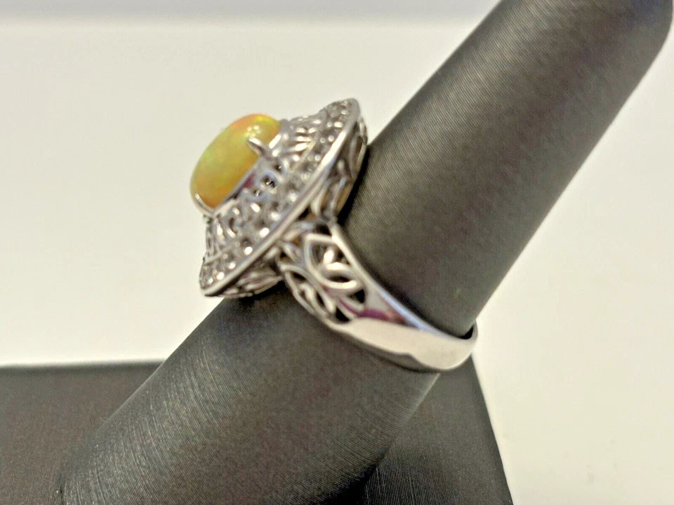 Anillo HSN Victoria Wieck Ópalo Etíope Topacio Blanco Esterlina .925 Marco Talla 7 Foto 2 de 4