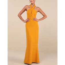 NWT Lulus Mesmerizing Perfection Yellow Halter Neck Backless Maxi Dress Size S