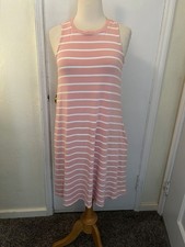 TIME AND TRU DRESS-SIZE SMALL-PINK-WHITE-SLEEVELESS-STRETCH