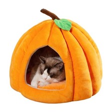 Cat Beds for Indoor Cats, Pumpkin Cat House,Cute Pumpkin Shape Cat Cave Bed C...
