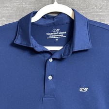 Vineyard Vines Polo Shirt M Blue Performance Peru Whale Casual Golf Athletic