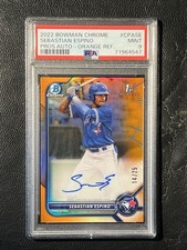 SEBASTIAN ESPINO 2022 Bowman Chrome Orange Refractor Auto 14/25 PSA 9 1st