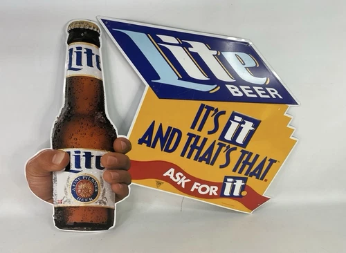 Vintage Large Lite Beer Metal Sign 30" x 37”Miller Brewing Company Bar Mancave