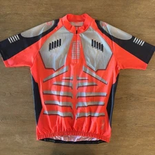 AGU Men's 1/4 Zip Short Sleeve Cycling Jersey-Orange/Black-Back Pockets-Size XL