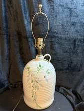 Table Lamp Studio Stoneware Jug Lamp Blue Floral Primitive Farmhouse 24" Tall