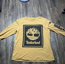 Timberland Boys Yellow Long Sleeve Graphic Logo Crew Neck Cotton Tee XL
